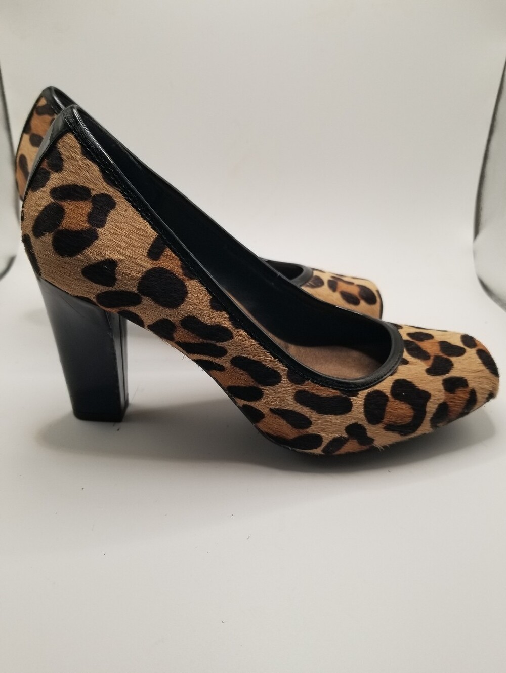 Me Too Leopard Haircalf Block Heel Pumps Est. Women's 6